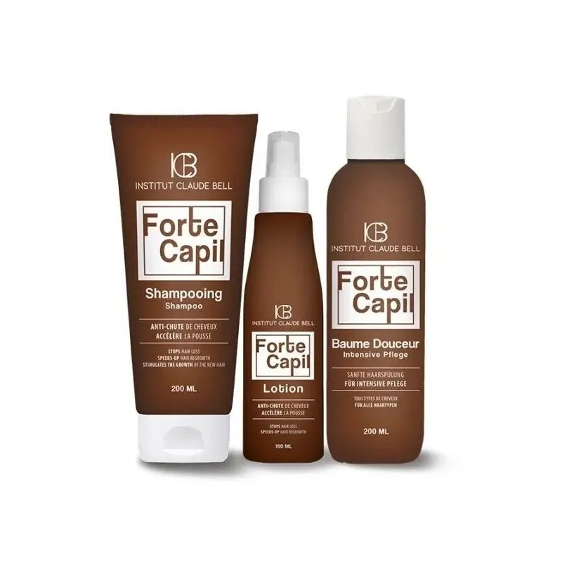 FORTE CAPIL Shampooing, lotion et baume - réduisent la perte de cheveux androgénétique ou hormonale