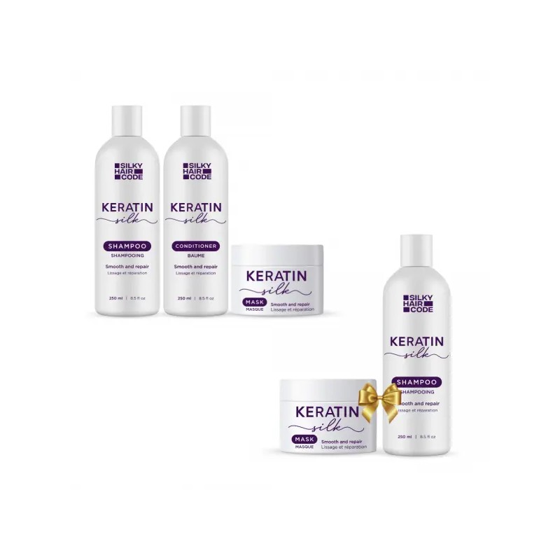 Keratin Silk Haarglättungstherapie für geschädigtes Haar + Zusätzliches Geschenk Set